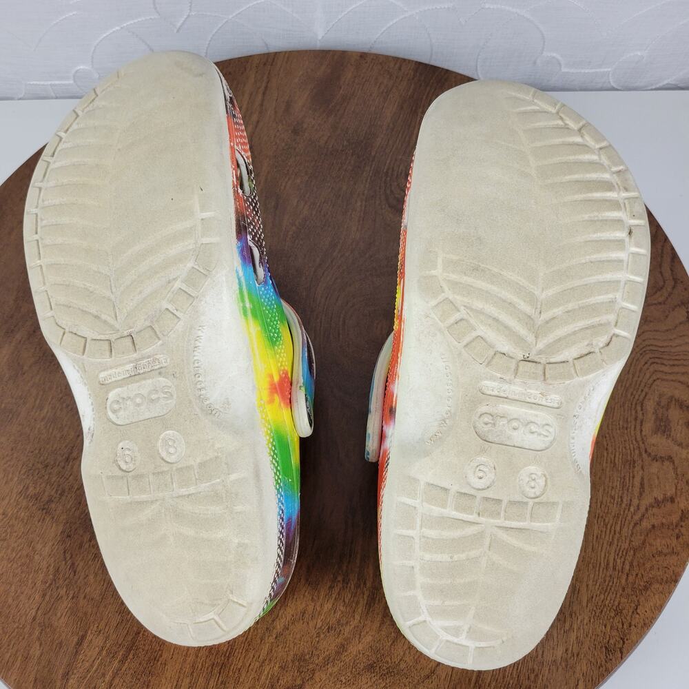 Crocs Sandals 6M/8W Muticolor Tie Dye Classic Graphic Unisex Slingback - Picture 5 of 13